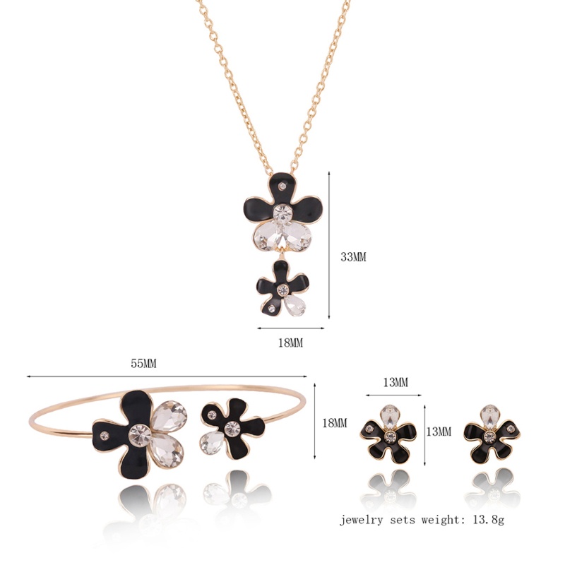 Bộ Trang Sức Đính Đá Hình Hoa Thanh Lịch Dành Cho Nữ