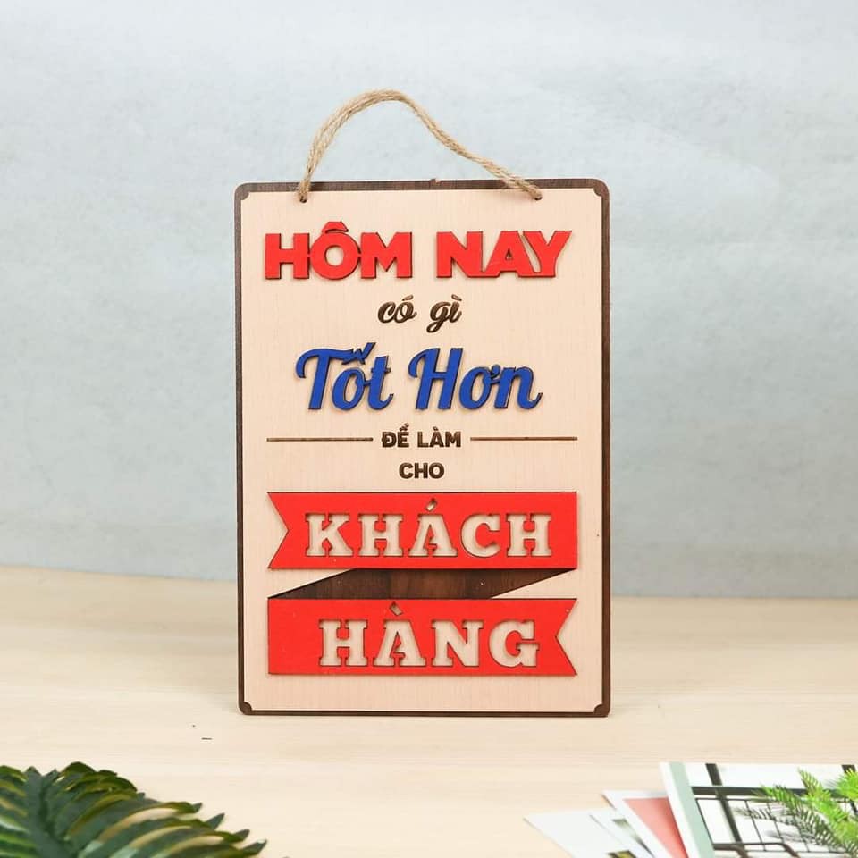 Biển bảng gỗ decor Khẩu Hiệu 2 -bảng gỗ trang trí gia đình - trang trí phòng ngủ-văn phòng làm việc( tặng kèm móc treo)