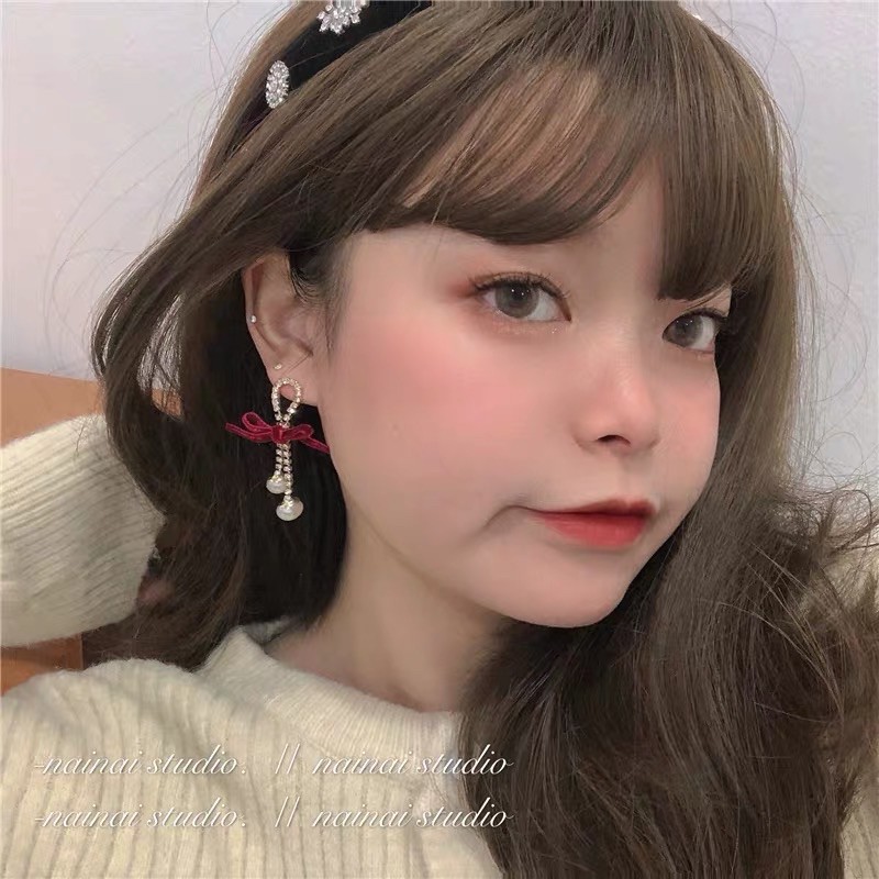 [ Sale ] Khuyên Nơ Nhung Ngọc