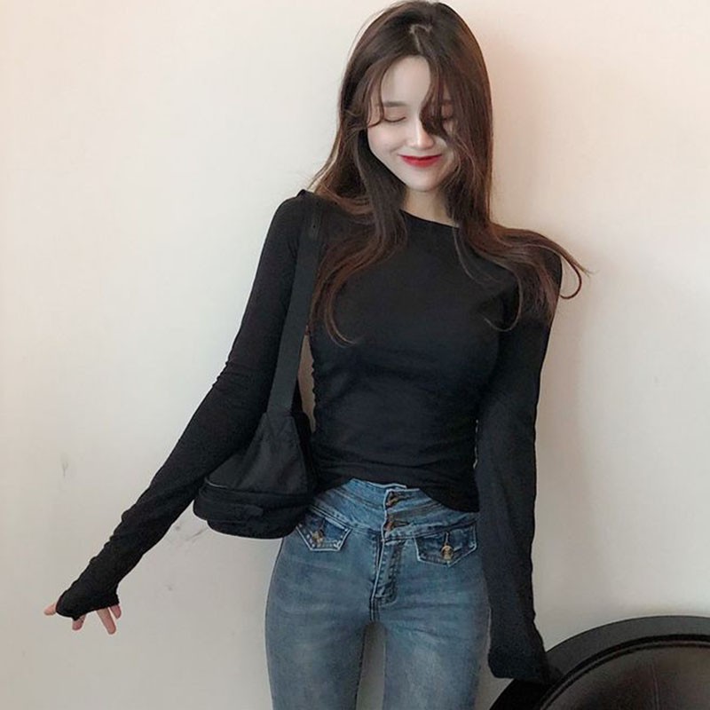 Áo thun tay dài cổ tròn dành cho nữ