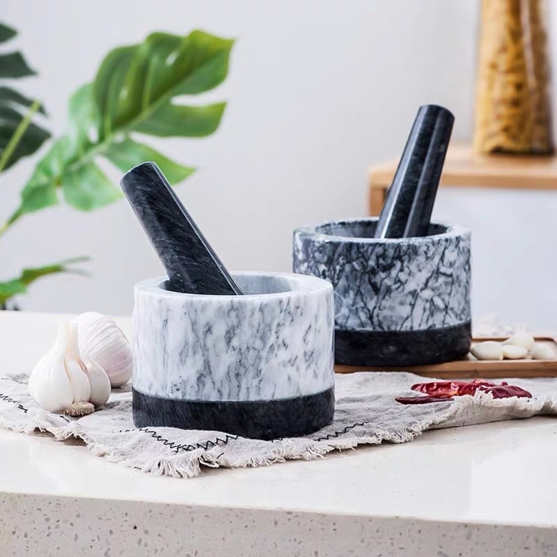 Bộ cối chày đá đen tiện dụng - dụng cụ bếp
