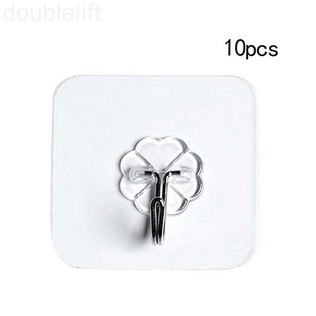Set 10 móc treo đồ gắn tường trong suốt tiện dụng