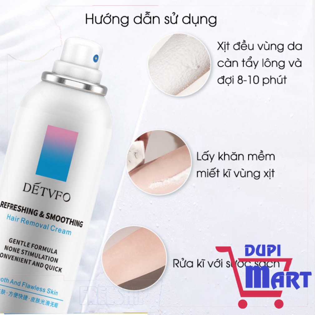 [TIỆN ÍCH] Kem tẩy lông tay lông chân lông nách dạng chai xịt bọt dung tích 150ml lành tính không gây đau rát  - DupiMar