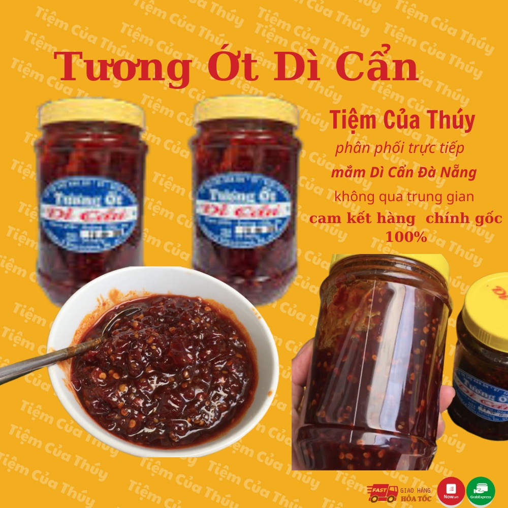 Tương ớt Dì Cẩn Đà Nẵng hũ 500gr Tương ớt rim cay cay ngọt ngọt thơm ngon