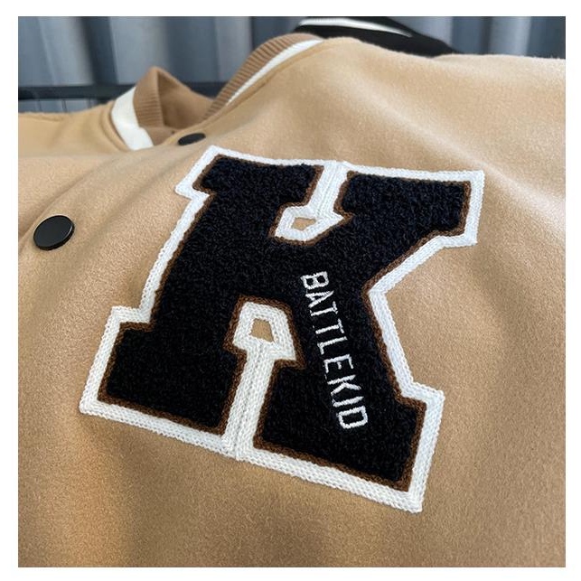 Áo Khoác Bóng Chày Chất Liệu Cotton Dáng Rộng Thêu Chữ Phong Cách Retro Cho Nam Và Nữ