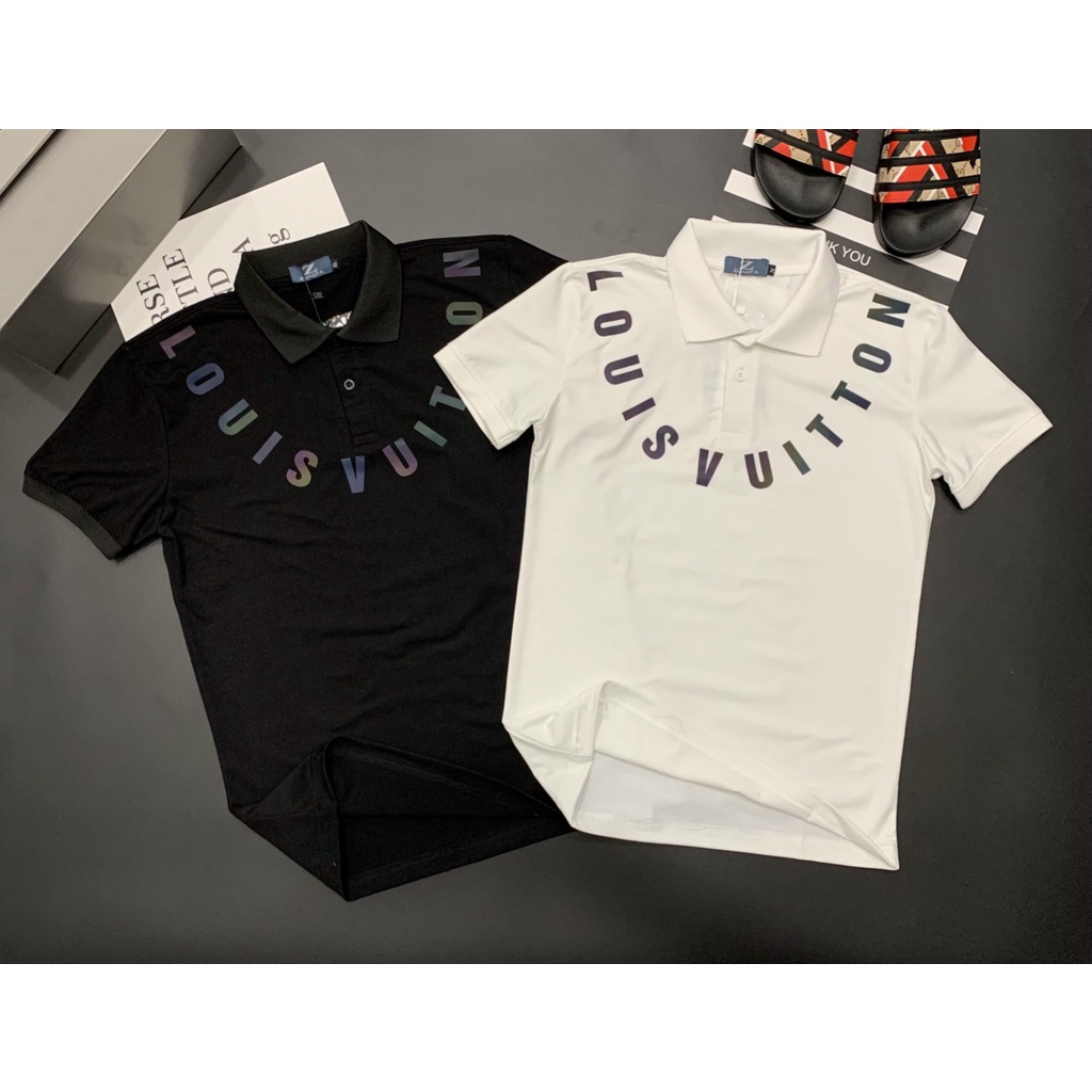 Áo phông có cổ Polo Nam logo 3D dạ quang, Có Cổ Chất Cotton 100%