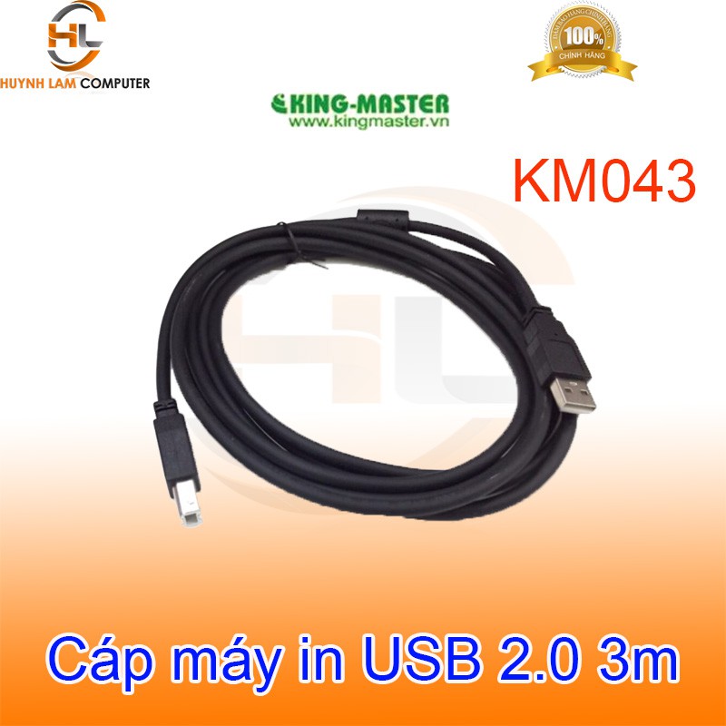 Cáp máy in 3m USB 2.0 Kingmaster KM043 - Hãng phân phối