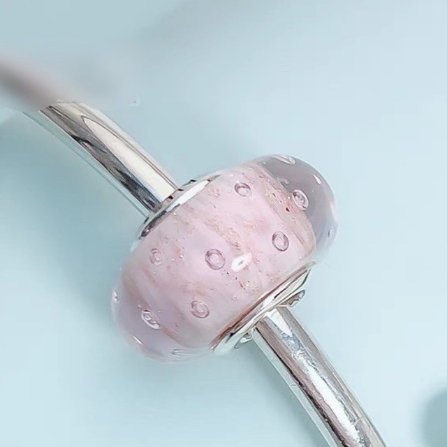 charm pan thuỷ tinh hồng ánh vàng bạc s925 cao cấp