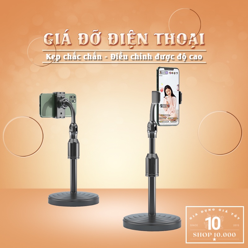 Giá đỡ điện thoại livestream để bàn - Giá kẹp điện thoại quay video, tiktok, xem phim điều chỉnh độ cao