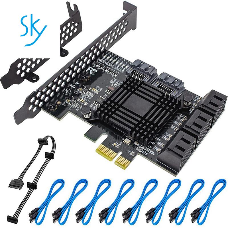 PCIE SATA Card 8 Port with 8 SATA Cable, 6 Gbps SATA 3.0 Controller PCI Express Expansion Card with Low Profile Bracket