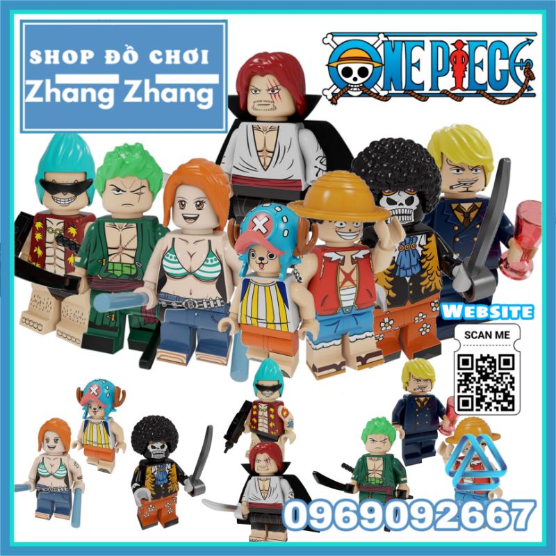 Đồ chơi Xếp hình One Piece gồm Luffy Zoro Nami - Chopper - Shanks - Brook Franky - Sanji Minifigures Pogo PG8244