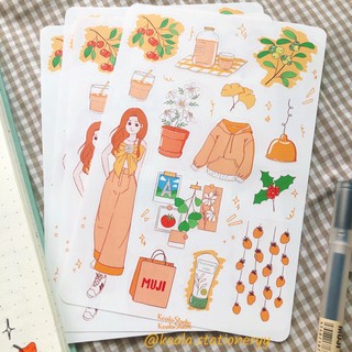 Bộ Sticker dán sổ - Cozy 4 vàng cam