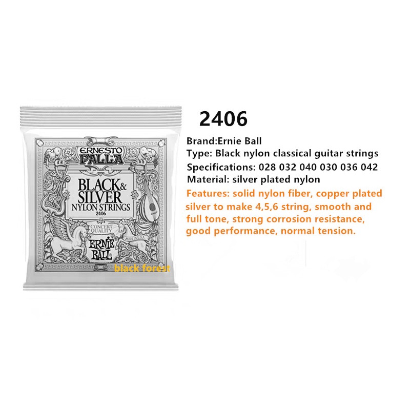 Ernie Ball 2403 Dây đàn Guitar Sợi nylon cho các bộ phận của nhạc cụ cổ điển Tali Gitar Dây Akustik Electric