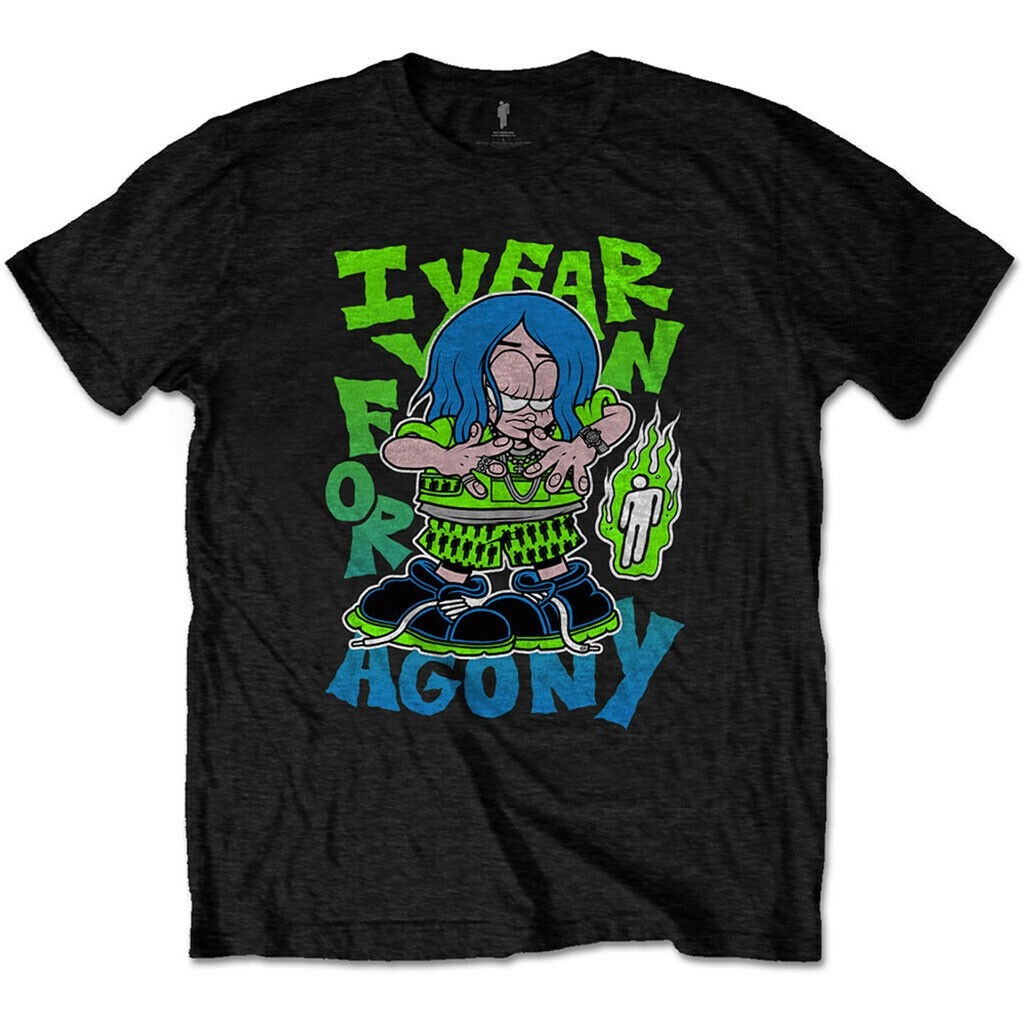 Phong cách Billie Eilish 'Agony' (Đen) Áo thun nam Pluize QW246VB