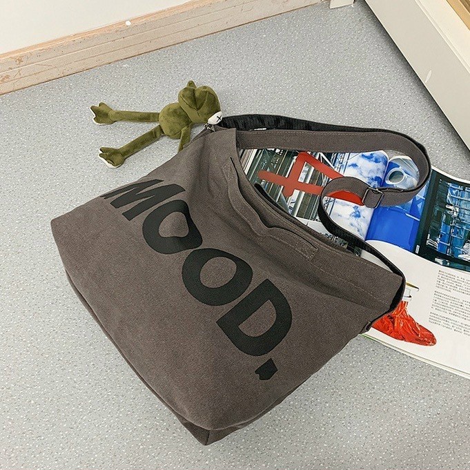 TÚI TOTE ĐEO CHÉO NAM NỮ MOOD VẢI CANVAS PHONG CÁCH ULZZANG UNISEX