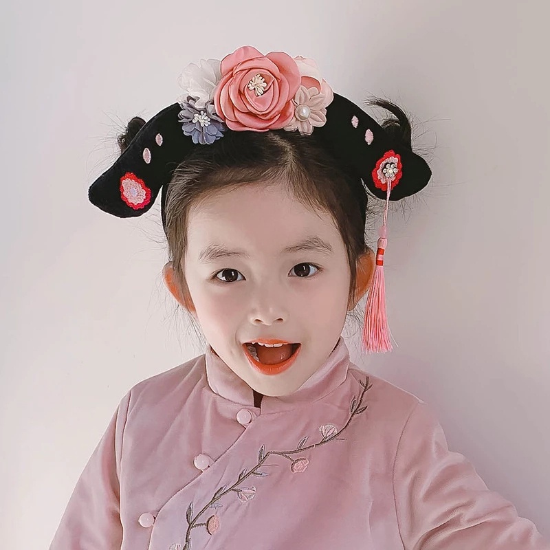 Cài tóc tua rua đính hoa phong cách Trung Hoa cổ điển dễ thương cho bé gái