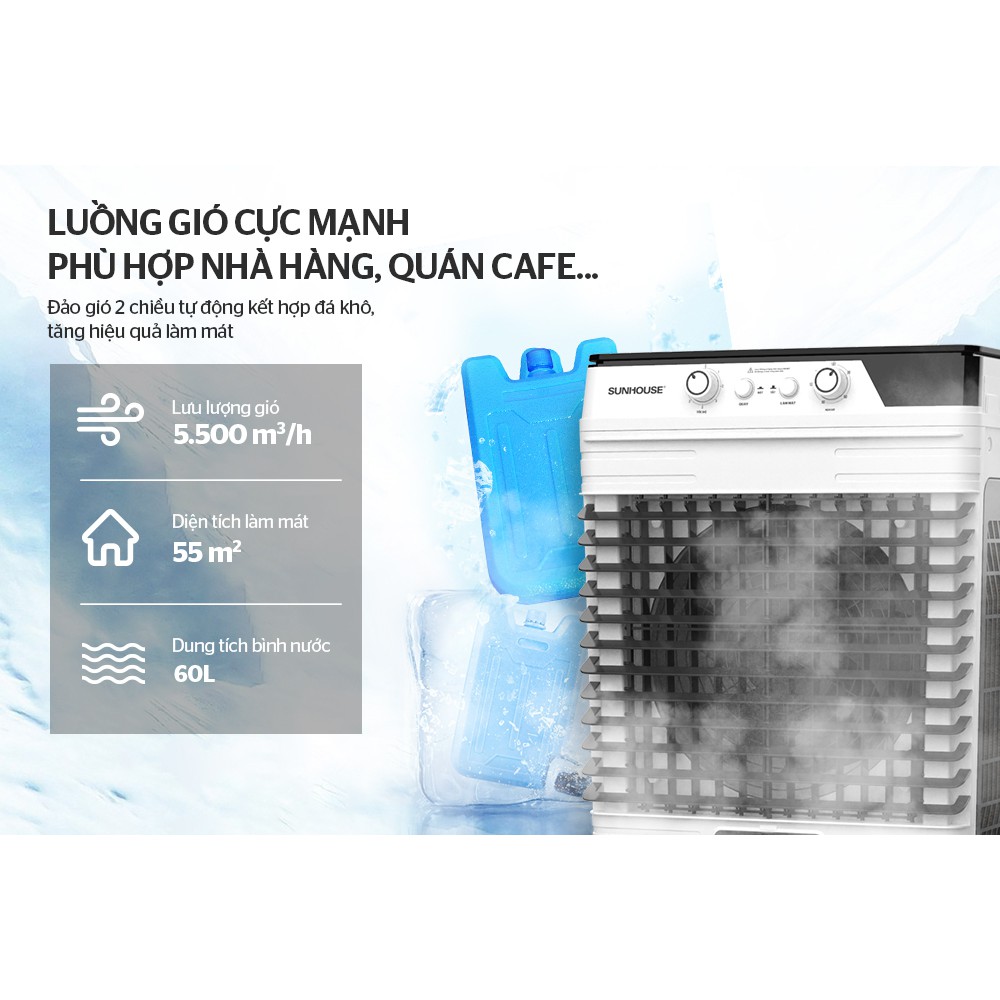 {FREESHIP} NEW 2021 Quạt điều hòa - Máy làm mát không khí Sunhouse SHD7759, làm mát nhanh, tiết kiệm điện