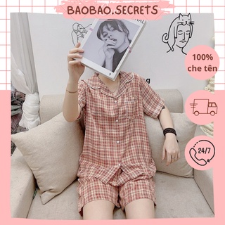 Bộ ngủ Pijama nữ mặc nhà dễ thương, bộ đồ ngủ pijama áo cộc quần cộc chất đũi mềm họa tiết cao cấp