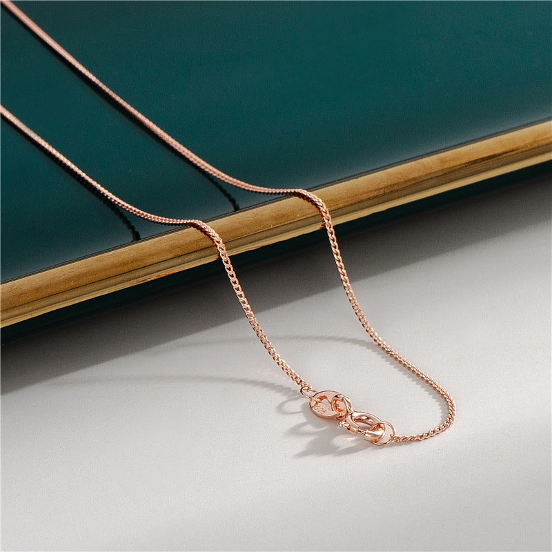 【Còn hàng】 100% bạc thật 925 bạc 18k Vàng hồng 7 kiểu dây chuyền Vòng cổ Liên kết vàng 18K Nữ trong nước Hàn Quốc Bán buôn đơn giản