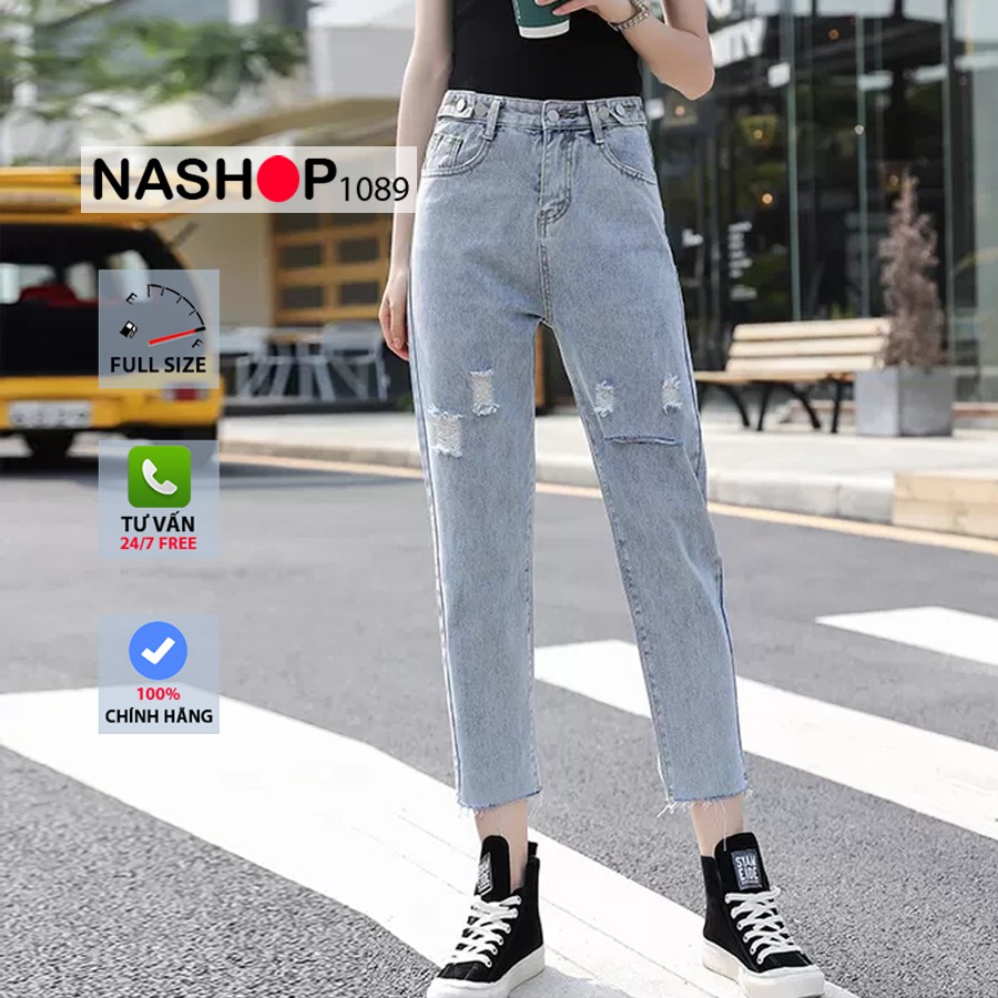 Quần bò baggy nữ quần jean baggy nữ quần jeans nữ lưng cao cạp cao quần nữ đẹp 3 size S M L hot 2021 QT16 nashop 1089 | WebRaoVat - webraovat.net.vn