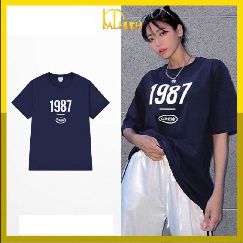 Áo thun tay lỡ form rộng 1987 CREW, vải cotton dày dặn hàng bao đẹp