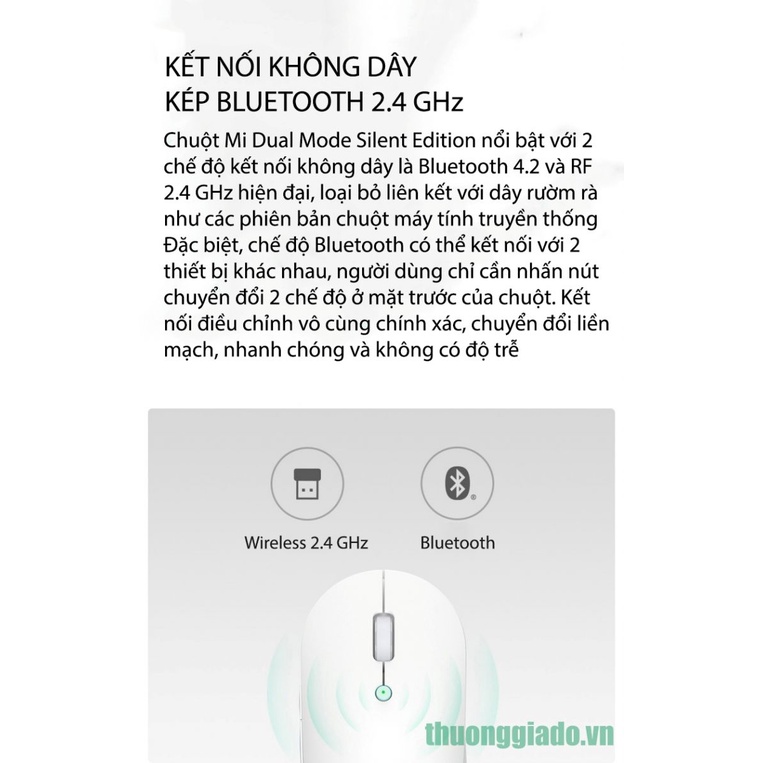 Chuột không dây Xiaomi Mi Dual Mode Silent Edition, kết nối chế độ kép, làm việc siêu yên tĩnh