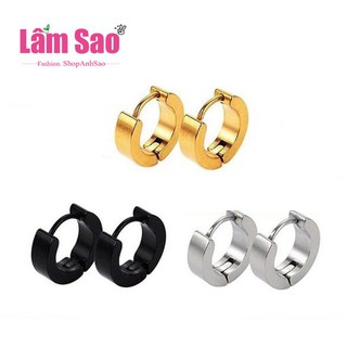  Bông tai titan inox Nam/Nữ Khoen tròn bản dầy ( 1 cặp) - Lâm sao  Psiêu hot