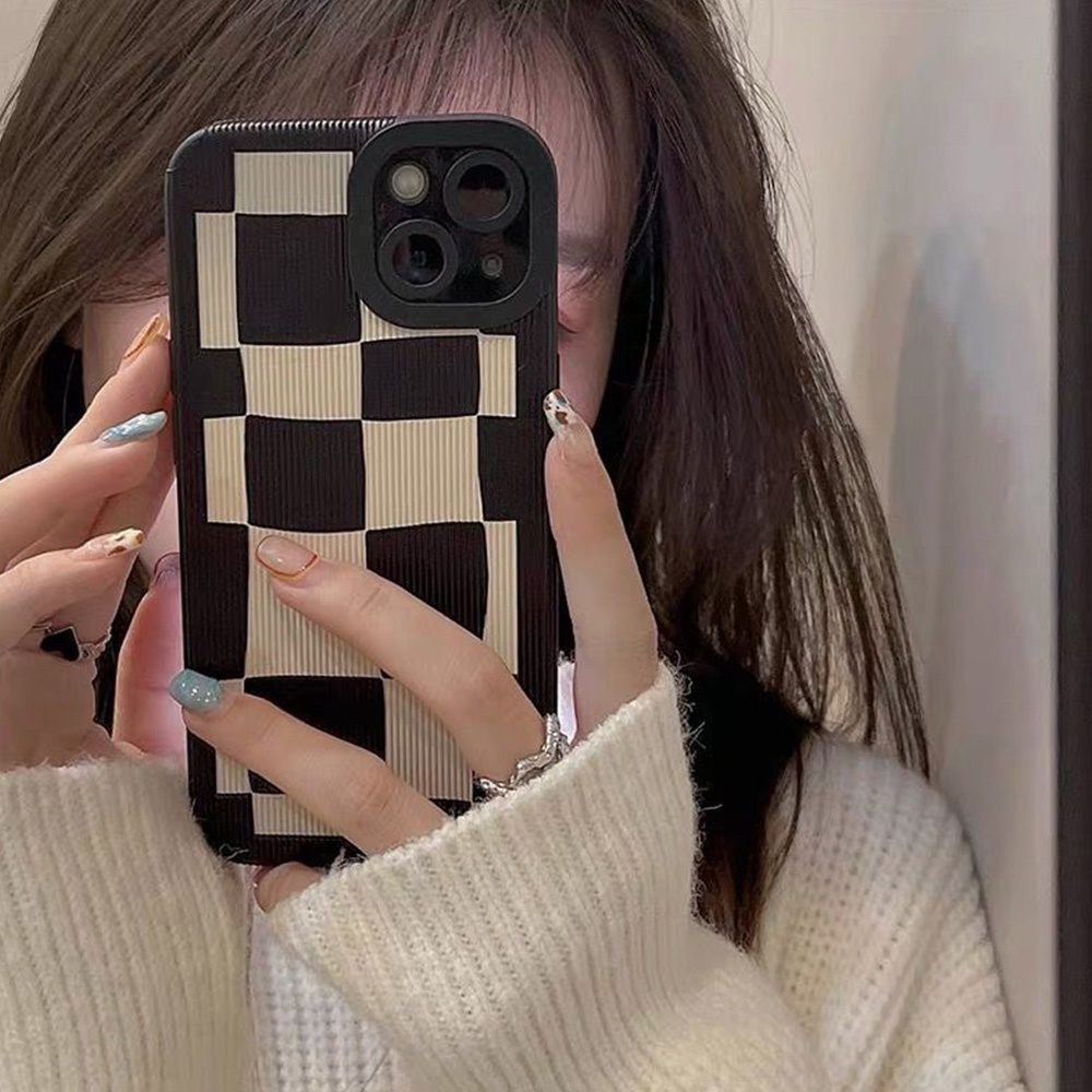 Ốp Điện Thoại TPU Mềm Chống Sốc Họa Tiết Sọc Caro Trắng Đen Cho Iphone 14 Pro Max 11 7Plus 13 12 11 Pro Max X XS Max XR