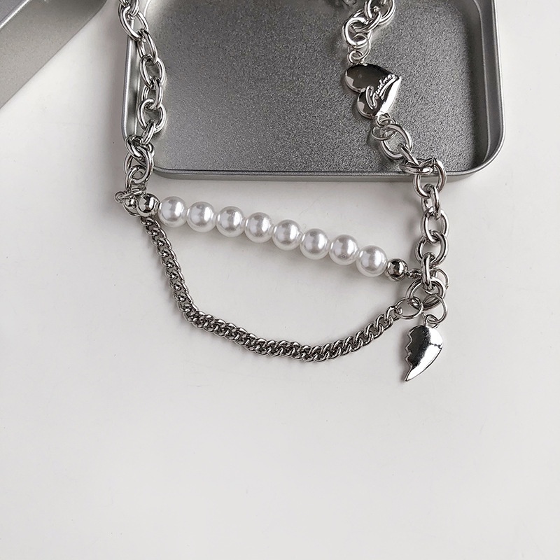 Vòng cổ Chuỗi Ngọc Trai Kim Loại Phong Cách Hiphop