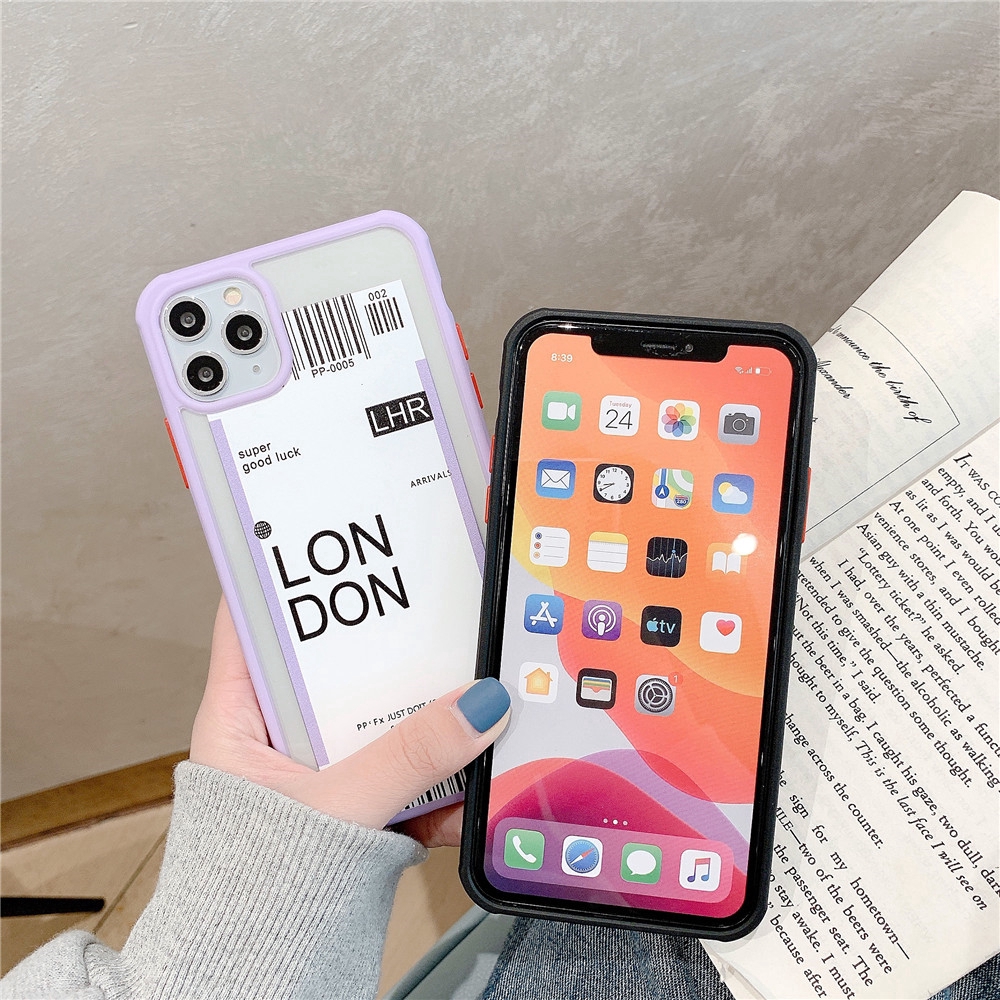 Ốp điện thoại hình vé máy bay London/Paris cho iPhone 11 11pro 11promax 6 6s 7 8 Plus X XR XS MAX