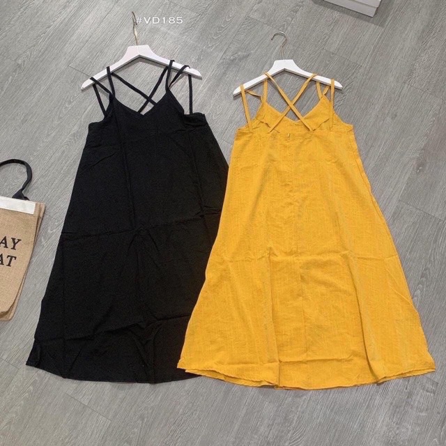 VNU205 - VÁY MAXI ĐŨI XƯỚC 2 DÂY CHÉO LƯNG | BigBuy360 - bigbuy360.vn