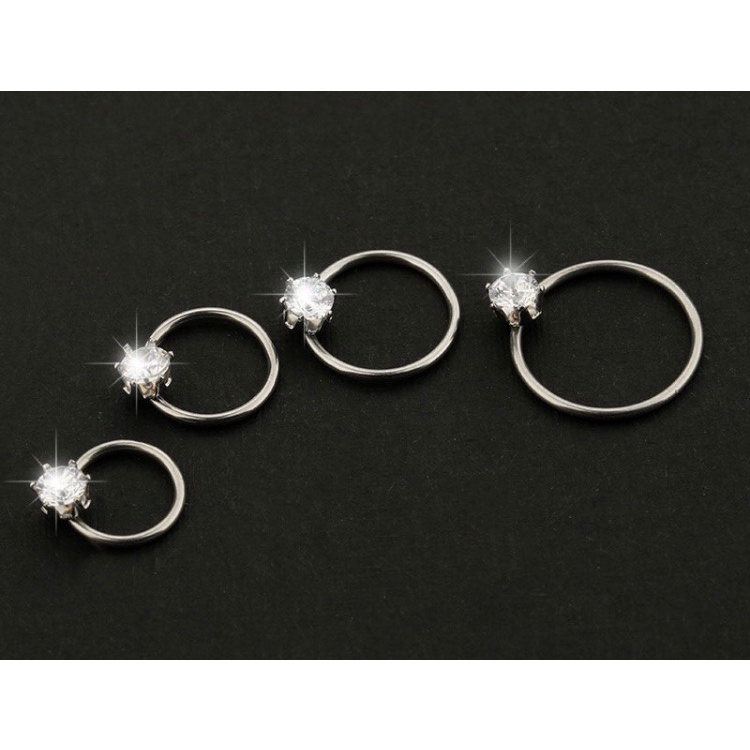 khuyên tai tròn đính kim nhiều size không gỉ