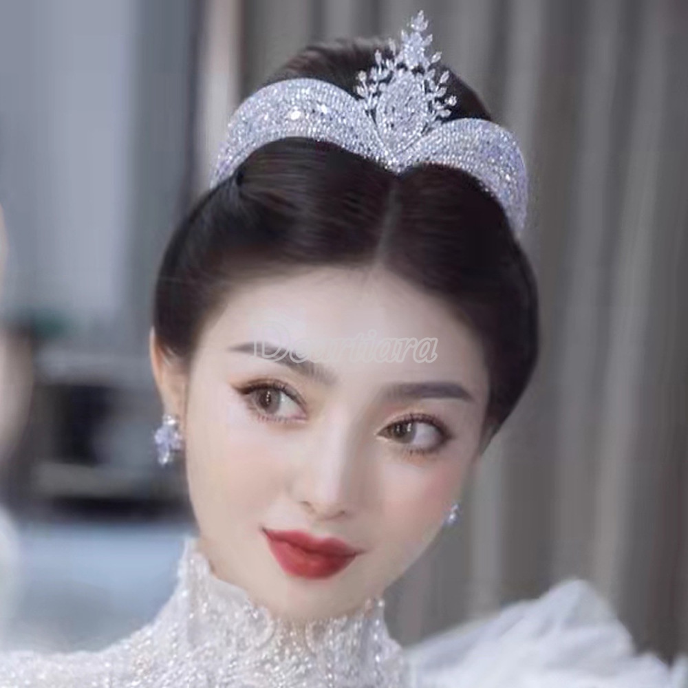 Vương Miện Hợp Kim Đính Đá Lấp Lánh Thời Trang Cho Cô Dâu