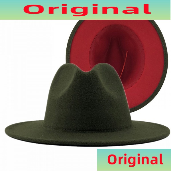Nón Fedora Panama Bằng Vải Nỉ Phối Thắt Lưng Bản Rộng Màu Xanh Lá Đỏ Quân Đội Ngoài Trời Cho Nam Và Nữ L XL