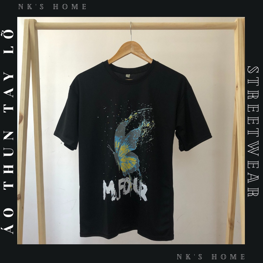 Áo thun tay lỡ unisex M.FOUR BƯỚM CÁ TÍNH thiết kế dày dặn- Áo phông nữ form rộng cho cặp đôi phong cách hàn quốc