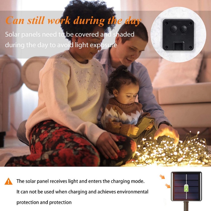 Dây Đèn Led 22m Sử Dụng Năng Lượng Mặt Trời Chống Thấm Nước Trang Trí Ngoài Trời