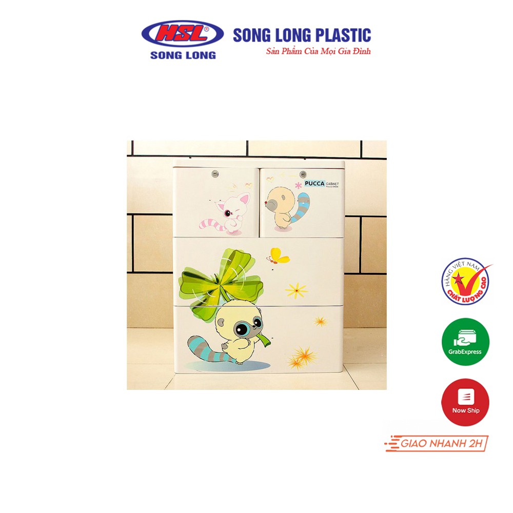 Tủ Quần Áo Trẻ Em Pucca 3 Tầng Song Long Plastic