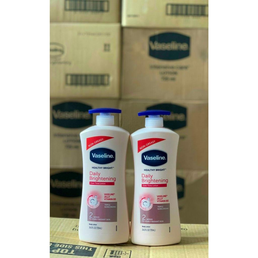 Sữa dưỡng thể Vaseline Healthy White UV Lightening Body Lotion 725ml giúp dưỡng trắng dưỡng ẩm phù hợp cho mọi loại da