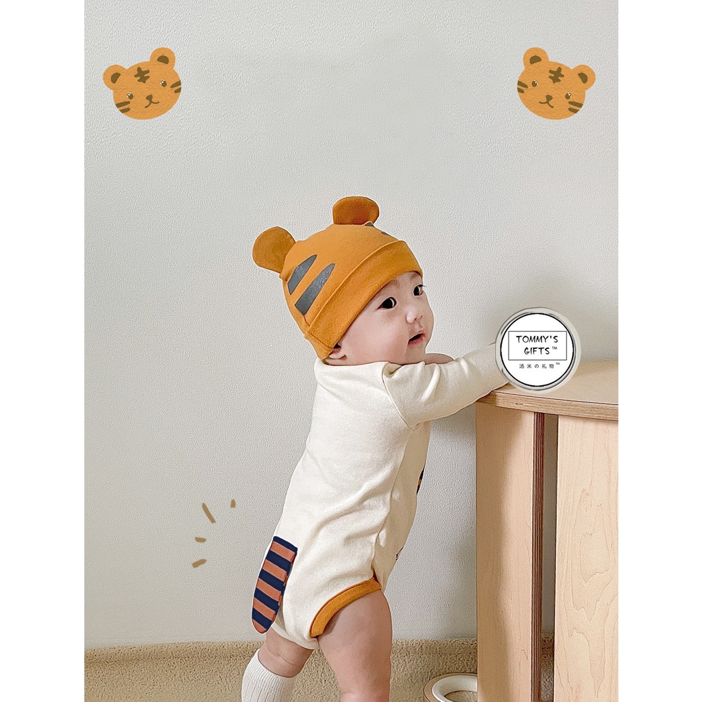 Bộ áo liền thân kèm mũ họa tiết hổ đáng yêu cho bé từ 5-13kg chất cotton mềm mịn hàng chuẩn QCCC