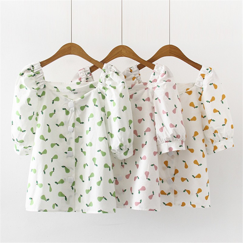 Áo sơ mi tay ngắn in hình trái cây phong cách Hàn Quốc | BigBuy360 - bigbuy360.vn