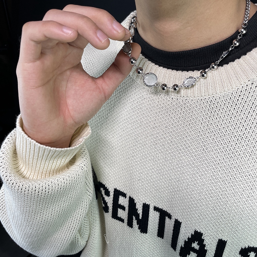 Vòng cổ Mặt Đá Mắt Mèo Bằng Thép Phong Cách Sang Trọng - Dây Chuyền Thời Trang Dành Cho Nam Và Nữ