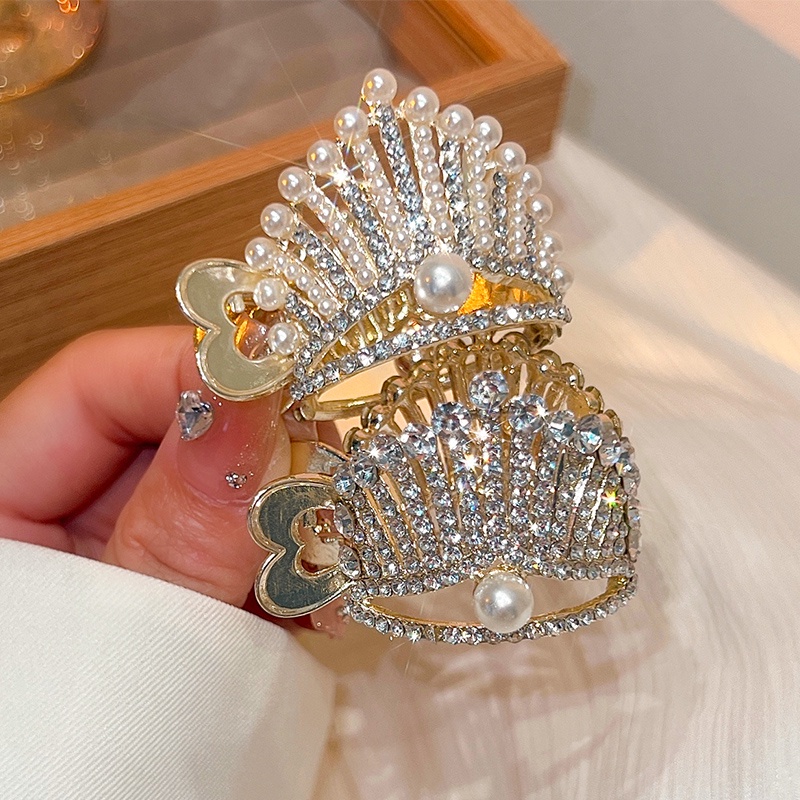 Kẹp Tóc Hình Vương Miện Đính Ngọc Trai Nhân Tạo Thời Trang