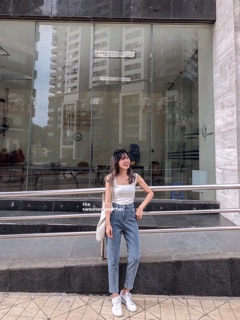 Quần baggy gân trơn co dãn