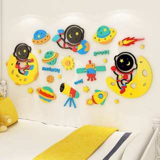 Decal dán tường mica - phi hành gia trang trí phòng khách, phòng ngủ, phòng học, khu vui chơi cho bé
