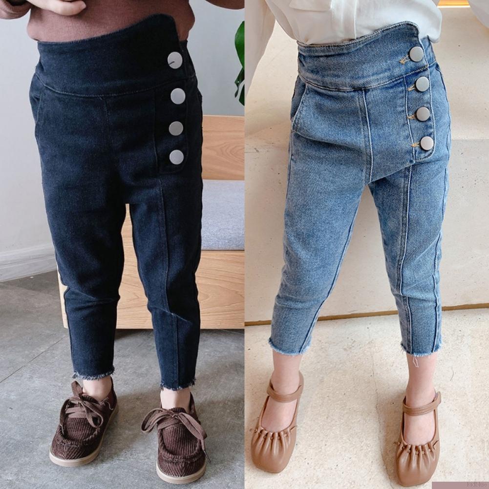 Quần legging jean lưng cao co giãn phong cách Hàn Quốc thời trang xuân thu cho bé gái