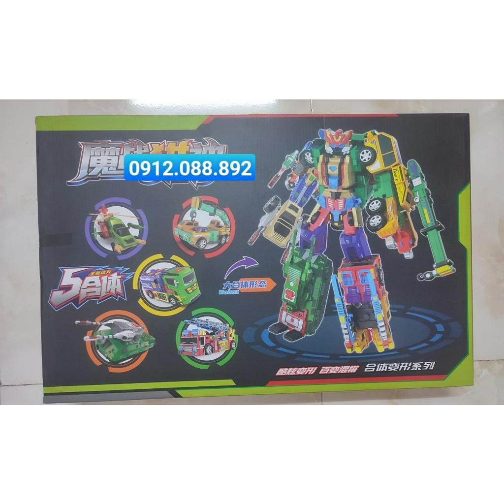 Robot biến hình 5in1 đại chiến size 35cm 5 kiểu chơi có thể tách rời phụ kiện Siêu xe Ô tô quà tặng sinh nhật, 1.6