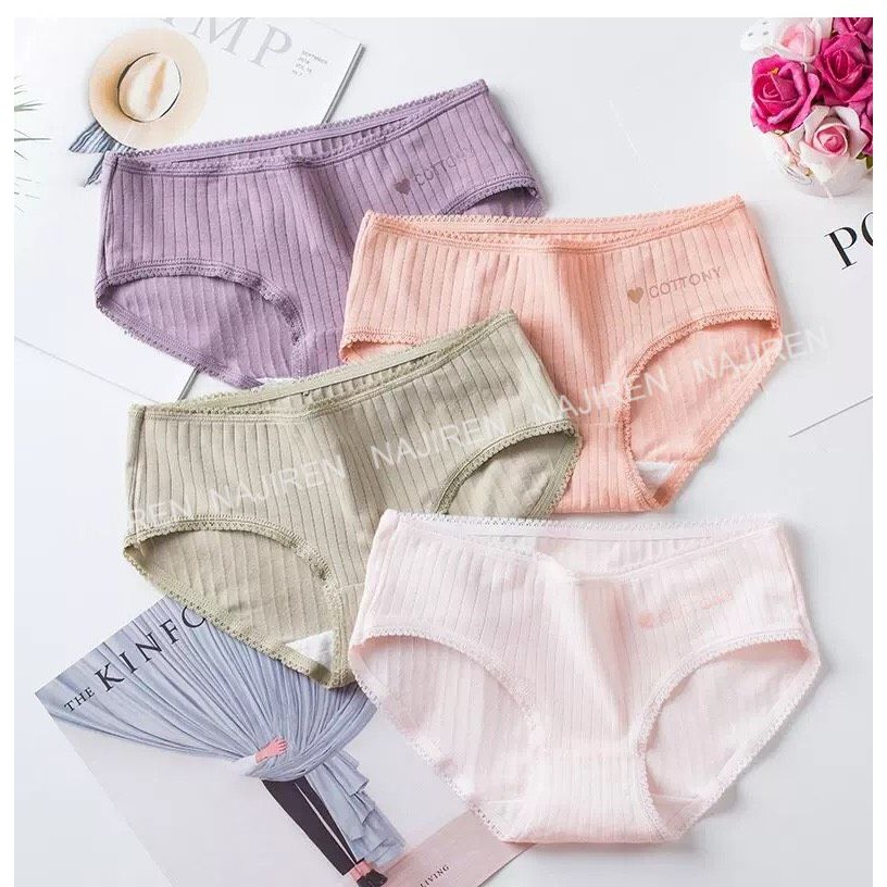 Quần Lót Nữ Cotton Gân Tăm Kháng khuẩn, Quần Chíp Nữ Dễ Thương Mềm Mịn Cottony QL03