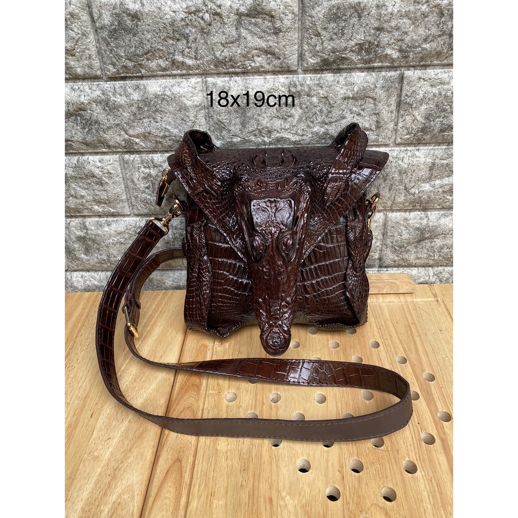 TÚI DA CÁ SẤU NGUYÊN CON MINI 18x20CM