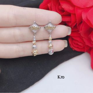 Bông tai bi dior bạc 925 xi kim xi vàng
