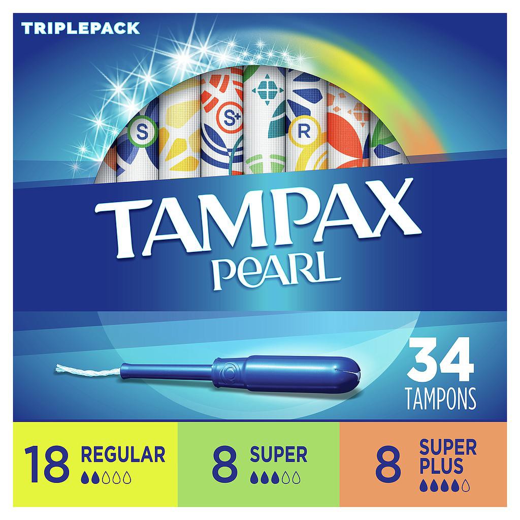 Băng vệ sinh dạng ống Tampon siêu thấm Tampax Pearl Regualar, Super, Super Plus 34 miếng